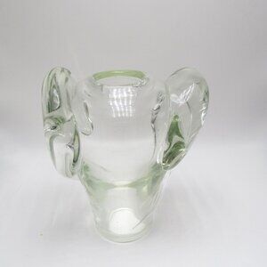 Vintage Art Nouveau clear heavy crystal glass bud vase with side swirls - 6"